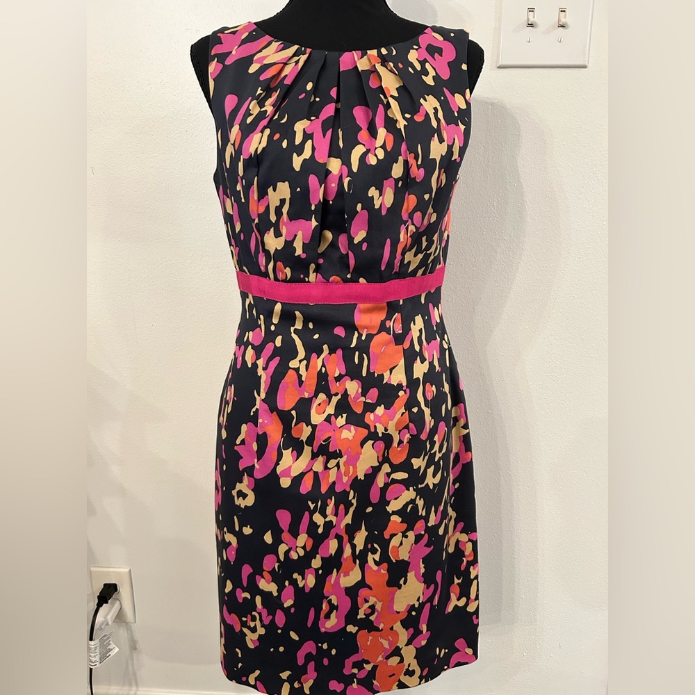 David Meister Colorful Sheath Dress Cotton Stretch Abstract Y2K 90s‎ Pink Size 6